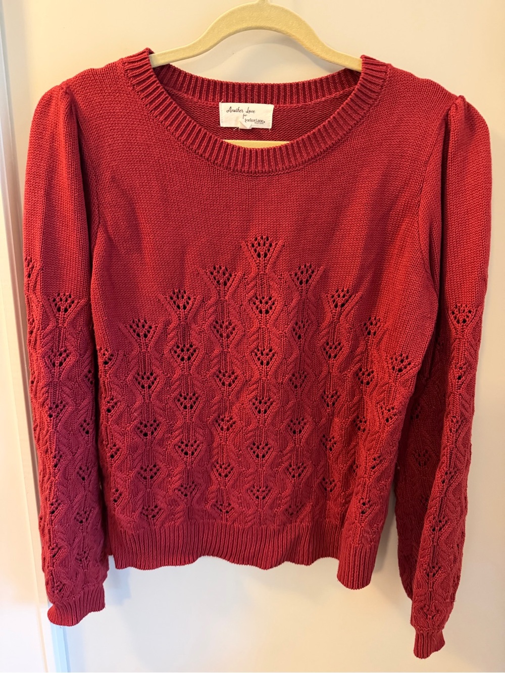 Apricot Lane Red Openwork Crewneck Sweater